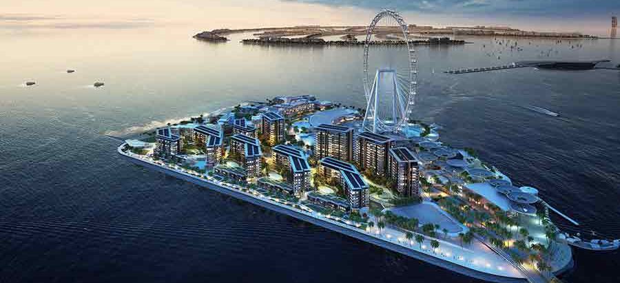 Location of Ain Dubai or Dubai Eye Ferris wheel on Blue water island