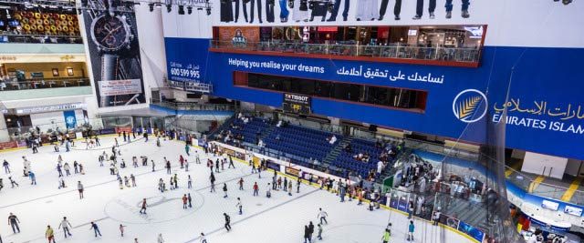 The Olympic sized ice rink in the mall